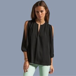 Diane Von Furstenberg Silk Astor Blouse Top Black Sz 8